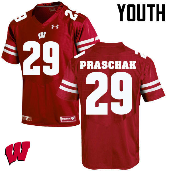 Wisconsin Badgers Youth #29 Max Praschak NCAA Under Armour Authentic Red College Stitched Football Jersey ZI40Q83EY